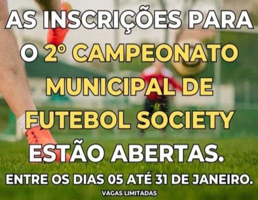 inscrições para o 2º campeonato municipal de society