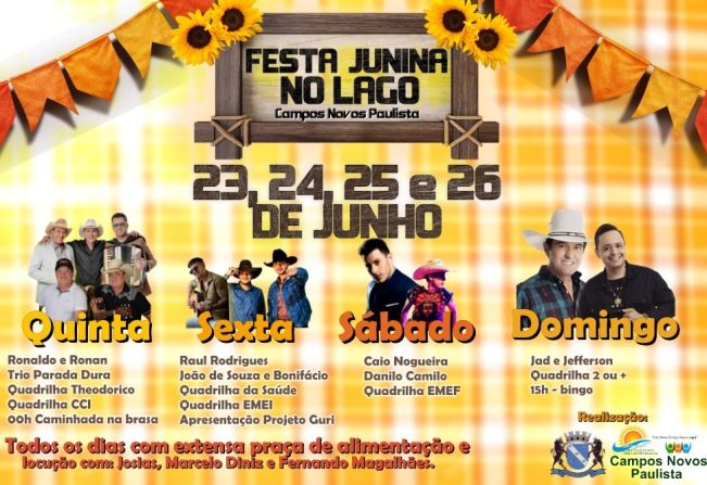 Vem aí a 1ª Festa Junina do Lago de Campos Novos Paulista